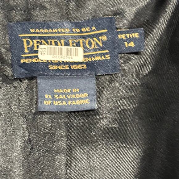 Pendleton Wool Blend Jacket Petite 14 Maroon Plum Herringbone Blazer Lined - Picture 3 of 9